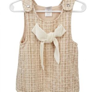Charming Cream Plaid Kids Dress with Bow